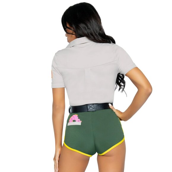 Hot Cop Trooper Costume, Law Enforcement Babe Costume with Collared Top - Picture 2 of 2